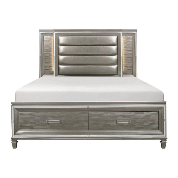 Five Star Furniture - Tamsin Queen Upholstered Storage Bed in Silver Grey Metallic 1616-1*