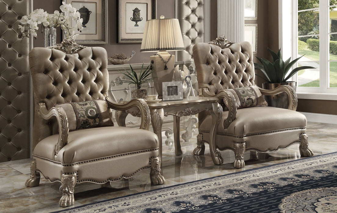 Five Star Furniture - Dresden Bone Velvet & Gold Patina Chair & 1 Pillow