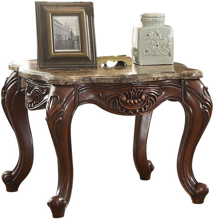 Five Star Furniture - Acme Furniture Jardena End Table in Marble/Cherry Oak 81657