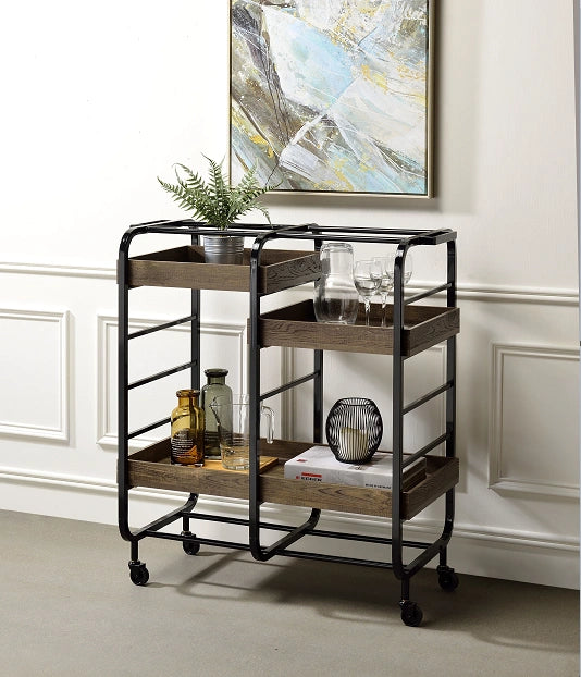 Five Star Furniture - Vorrik Black & Walnut Serving Cart