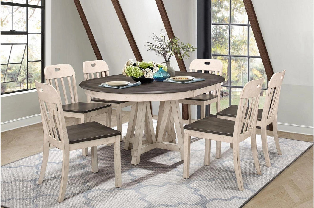 Five Star Furniture - Clover Round Dining Table in White and Gray 5656-66*