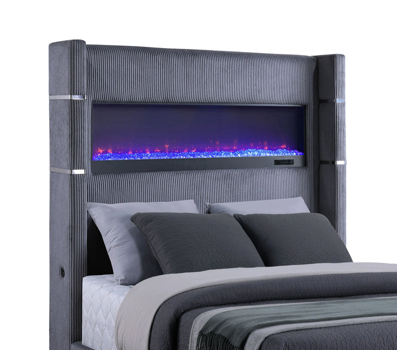 Five Star Furniture - Tisdall Wingback Bed with Flame Visualizer