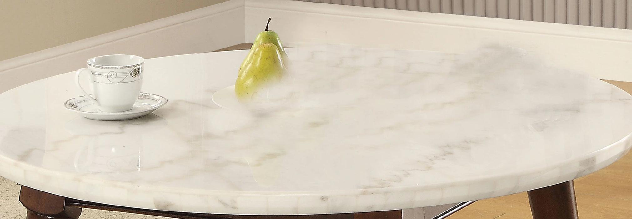 Five Star Furniture - Gasha White Marble & Walnut Coffee Table