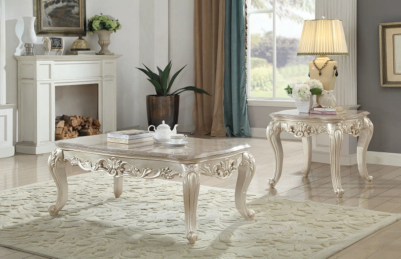 Five Star Furniture - Gorsedd Marble & Antique White Coffee Table