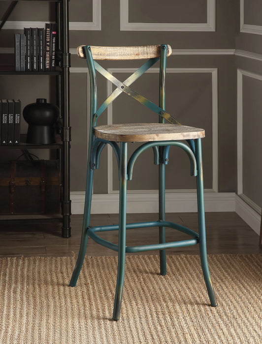 Five Star Furniture - Zaire Antique Turquoise & Antique Oak Bar Chair (1Pc)