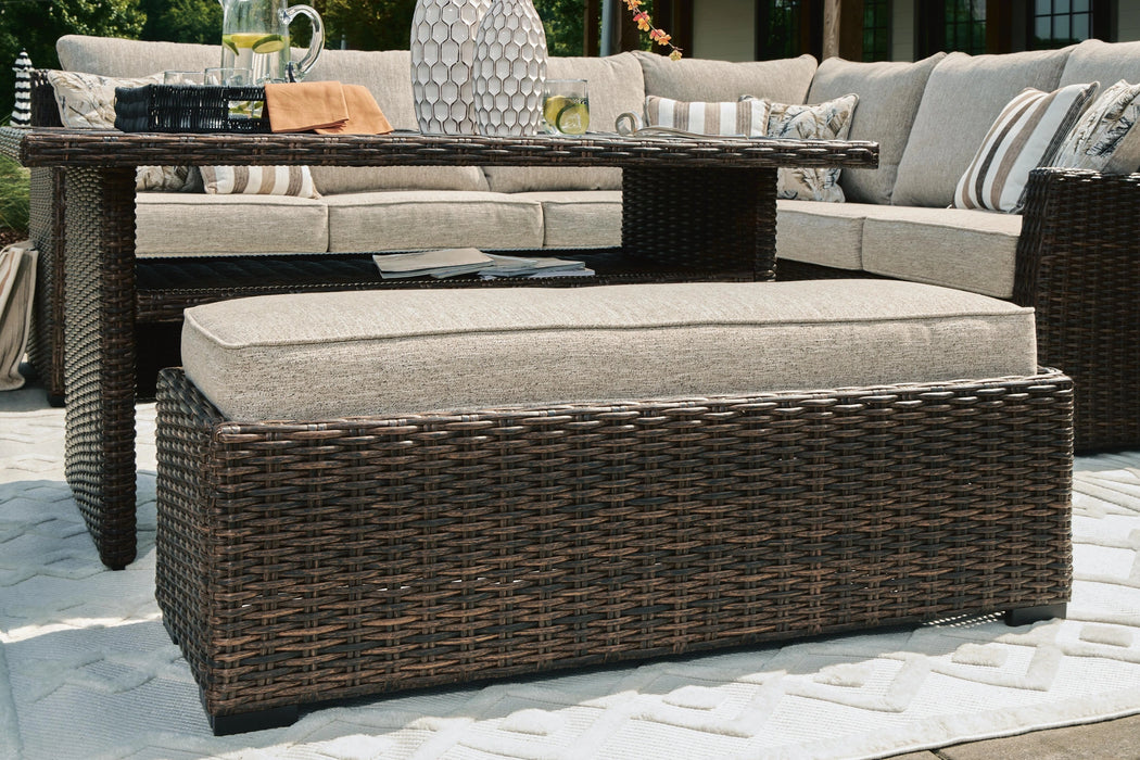 Five Star Furniture - Brook Ranch Outdoor Sofa Sectional/Bench with Cushion (Set of 3)