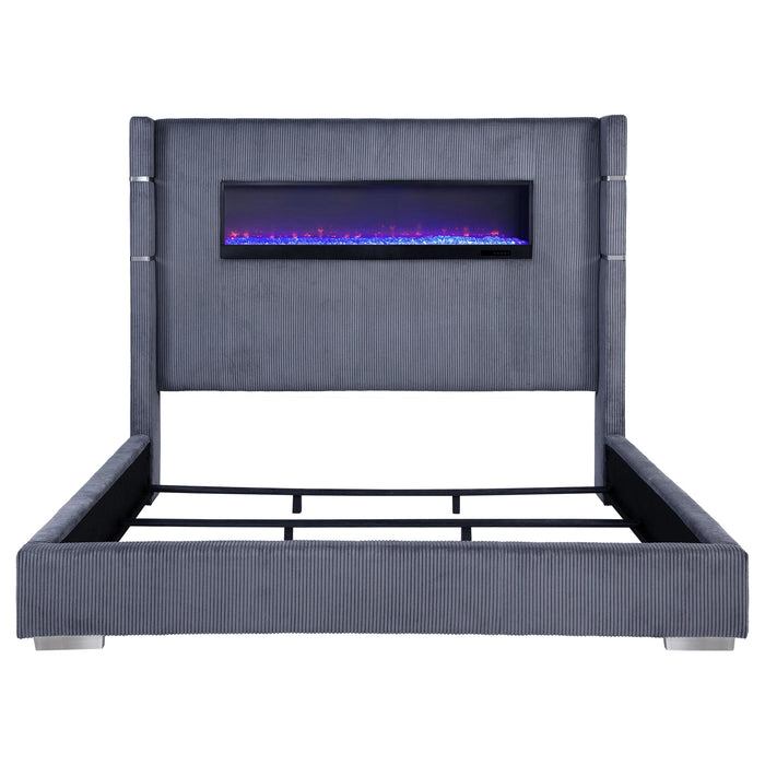 Five Star Furniture - Tisdall Wingback Bed with Flame Visualizer
