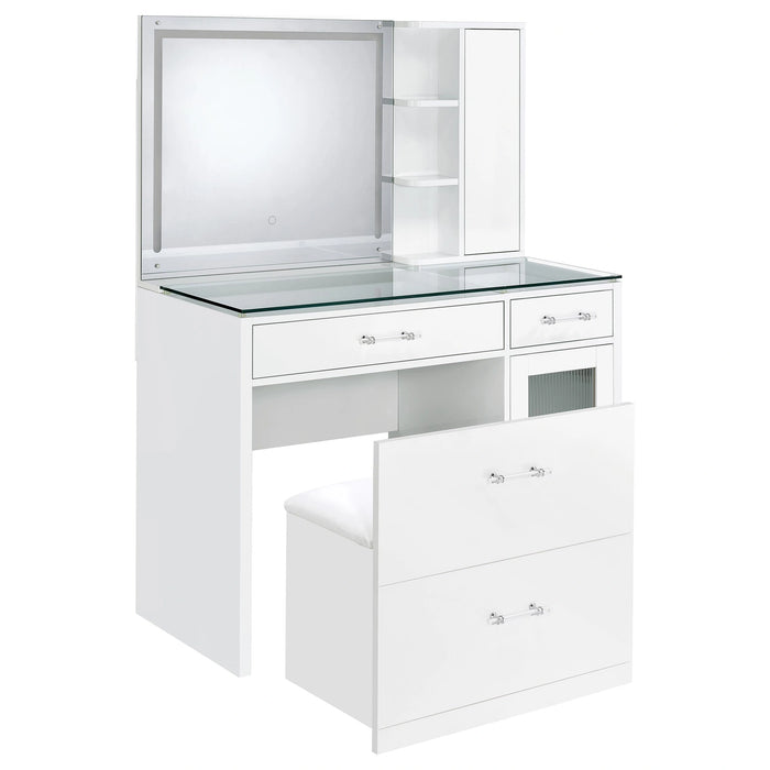 Five Star Furniture - Flora Makeup Vanity Table with LED Mirror and Stool