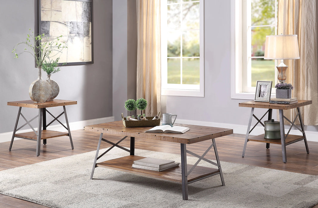 Five Star Furniture - Ikram Weathered Oak & Sandy Black Coffee Table