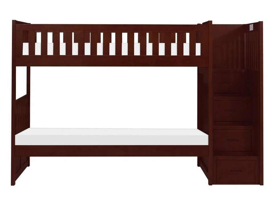 Five Star Furniture - Rowe Bunk Bed w/ Reversible Step Storage in Dark Cherry B2013SBDC-1*