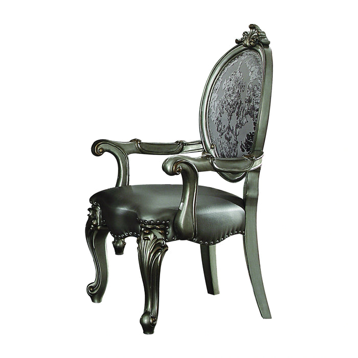 Five Star Furniture - Versailles Silver PU & Antique Platinum Arm Chair