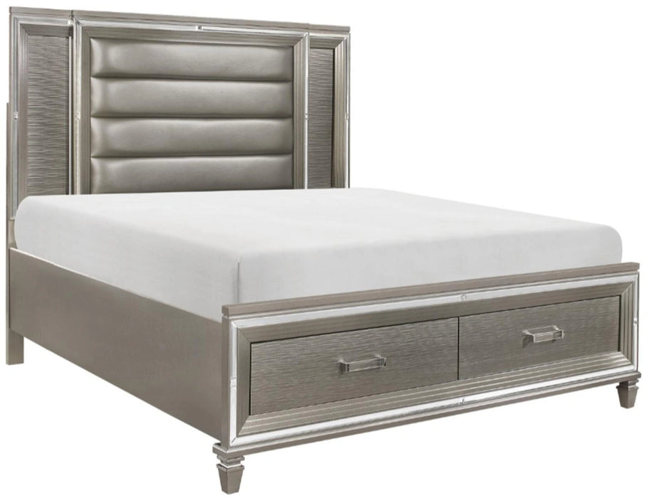 Five Star Furniture - Tamsin King Upholstered Storage Bed in Silver Grey Metallic 1616K-1EK*