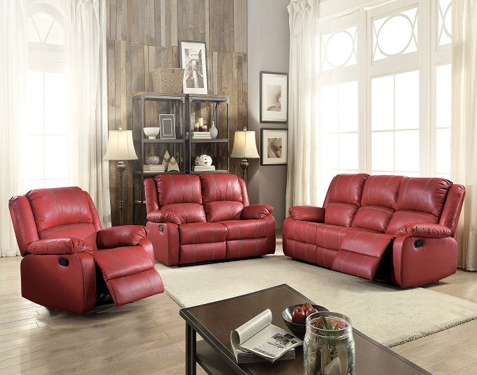 Five Star Furniture - Zuriel Red PU Sofa (Motion)