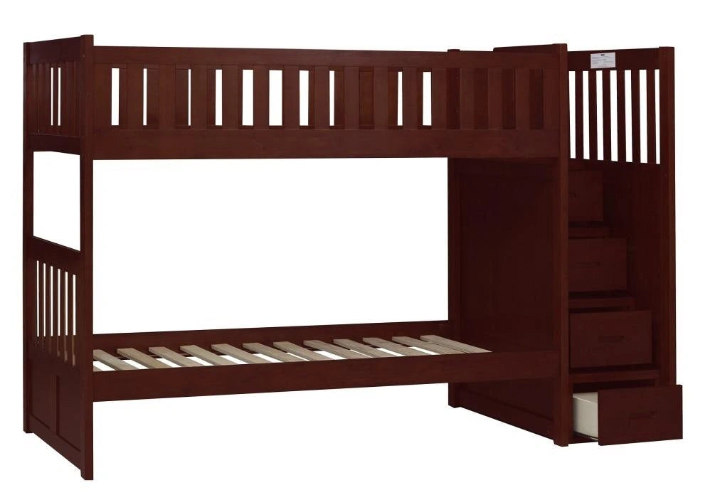 Five Star Furniture - Rowe Bunk Bed w/ Reversible Step Storage in Dark Cherry B2013SBDC-1*
