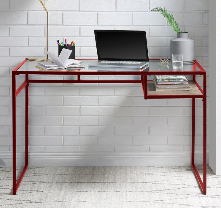 Five Star Furniture - Yasin Red & Glass Desk