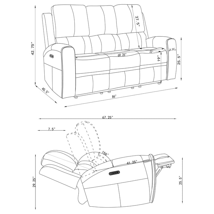 Five Star Furniture - Brickston Triple Power Reclining Sofa Set