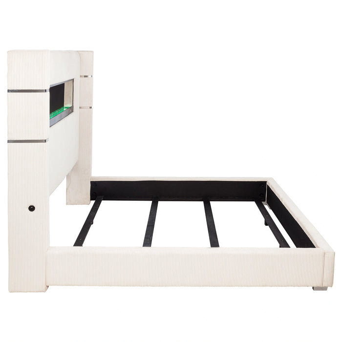 Five Star Furniture - Tisdall Wingback Bed with Flame Visualizer