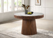 Five Star Furniture - Ortega Round Marble Top Solid Base Dining Table White and Natural image