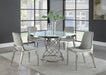 Five Star Furniture - Irene 5-piece Round Glass Top Dining Set White and Chrome image