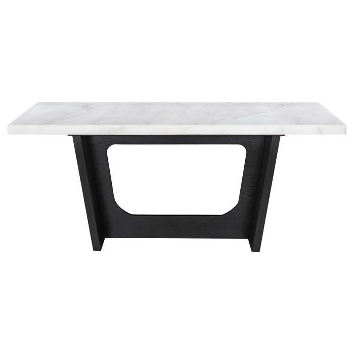 Five Star Furniture - Sherry Trestle Base Marble Top Dining Table Espresso and White