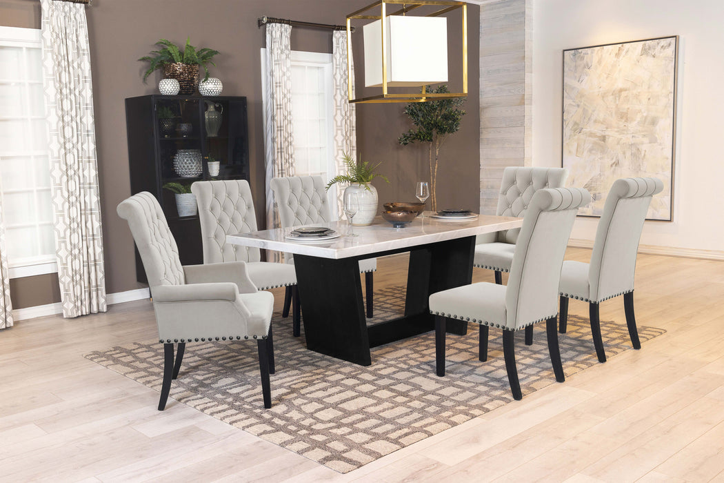 Five Star Furniture - Sherry Trestle Base Marble Top Dining Table Espresso and White
