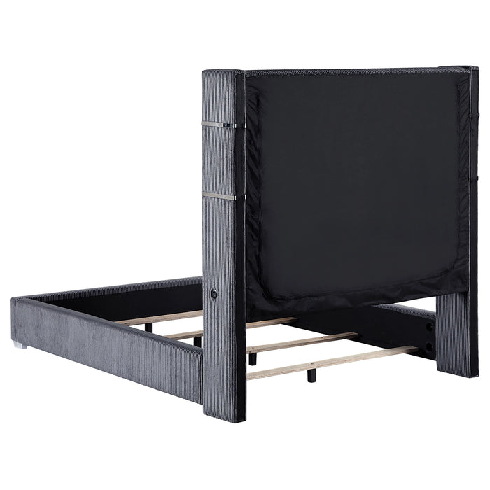 Five Star Furniture - Tisdall Wingback Bed with Flame Visualizer