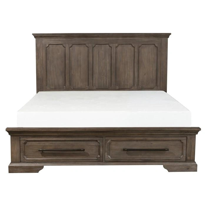Five Star Furniture - Taulon Queen Platform Bed with Footboard Storage in Dark Oak 5438-1*