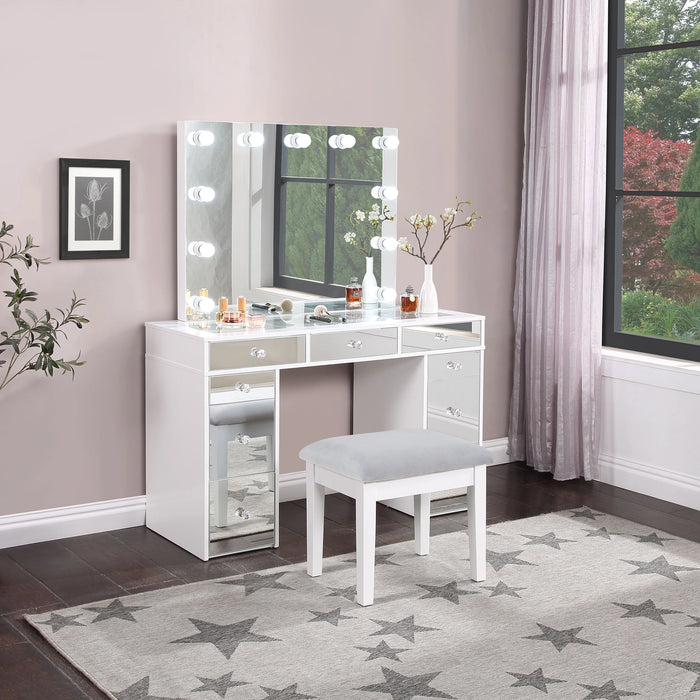 Five Star Furniture - Regina Makeup Vanity Table with LED Mirror and Stool