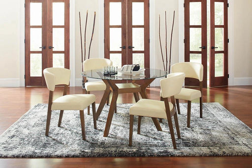 Five Star Furniture - Paxton Mid Century Modern Nutmeg Glass Dining Table image