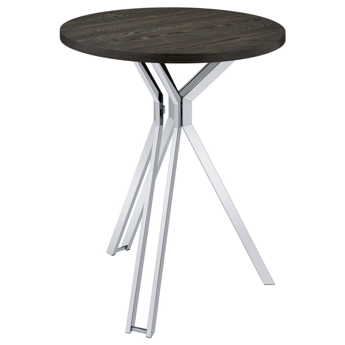 Five Star Furniture - Edgerton Round Wood Top Bar Table Dark Oak and Chrome