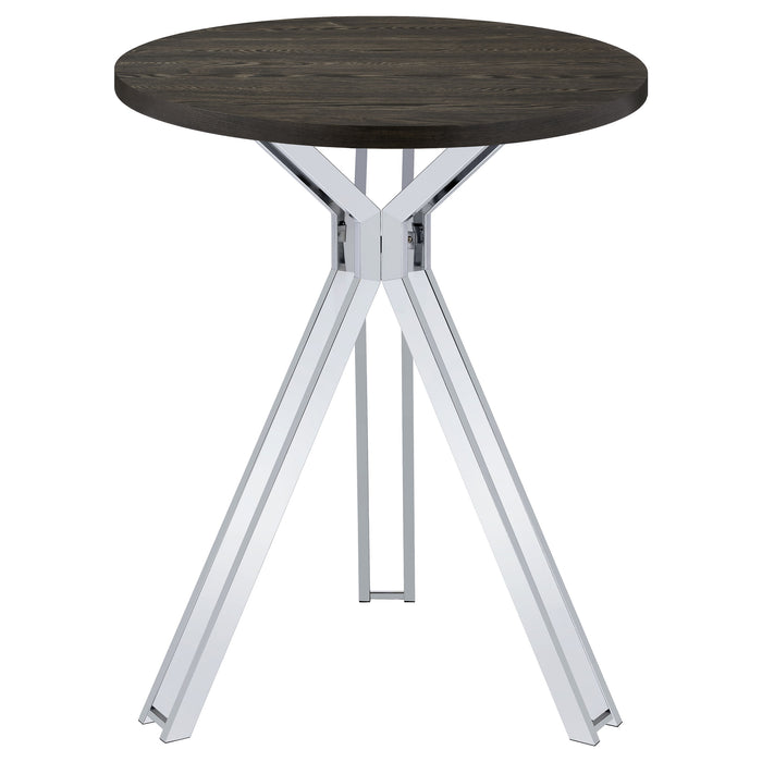 Five Star Furniture - Edgerton Round Wood Top Bar Table Dark Oak and Chrome
