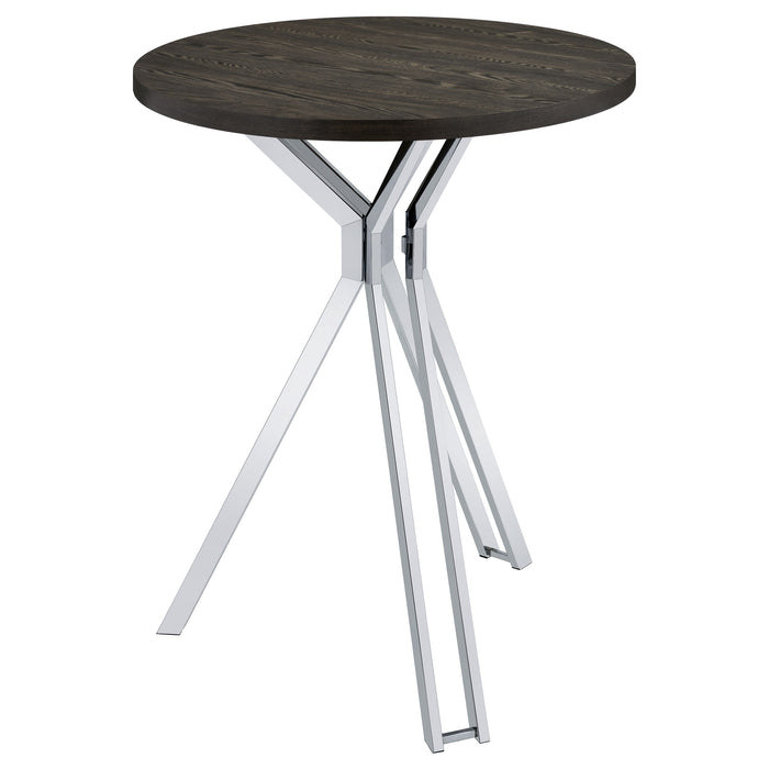 Five Star Furniture - Edgerton Round Wood Top Bar Table Dark Oak and Chrome