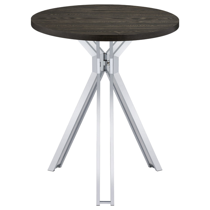 Five Star Furniture - Edgerton Round Wood Top Bar Table Dark Oak and Chrome