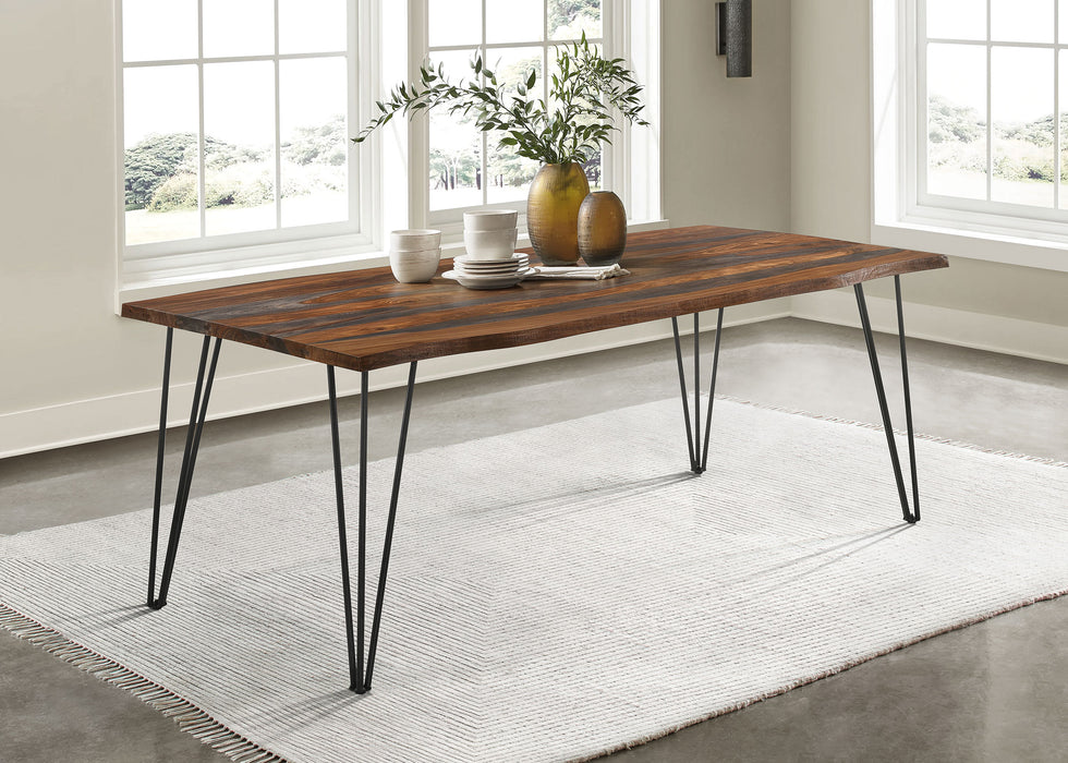 Five Star Furniture - Neve Live-edge Dining Table with Hairpin Legs Sheesham Grey and Gunmetal