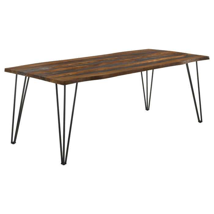 Five Star Furniture - Neve Live-edge Dining Table with Hairpin Legs Sheesham Grey and Gunmetal