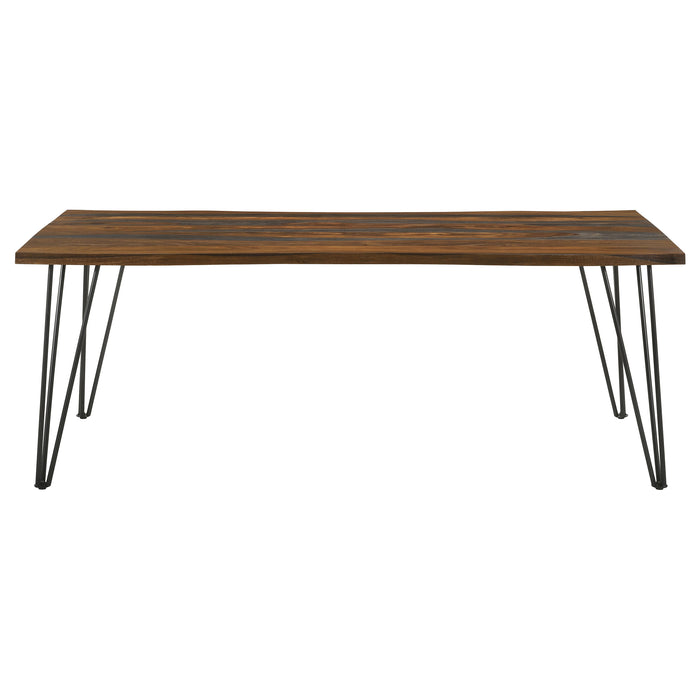 Five Star Furniture - Neve Live-edge Dining Table with Hairpin Legs Sheesham Grey and Gunmetal