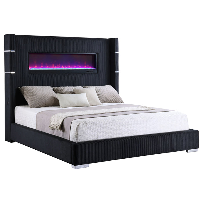 Five Star Furniture - Tisdall Wingback Bed with Flame Visualizer