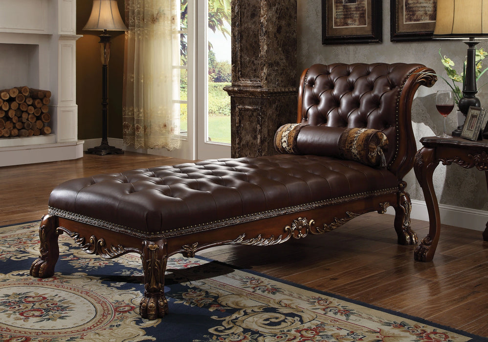 Five Star Furniture - Dresden PU & Cherry Oak Chaise & Pillow