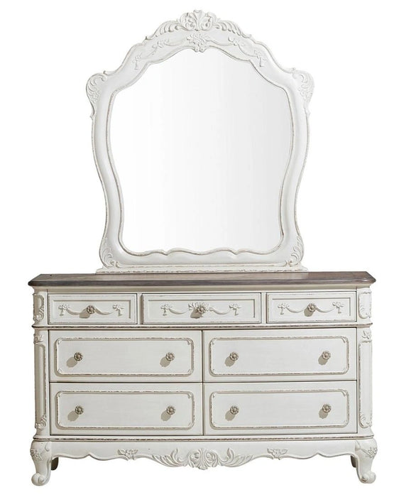 Five Star Furniture - Cinderella 7 Drawer Dresser in Antique White with Grey Rub-Through 1386NW-5