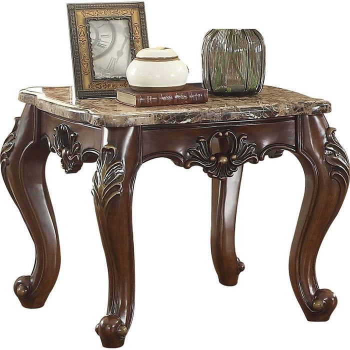 Five Star Furniture - Acme Furniture Devayne End Table in Marble/Dark Walnut 81687