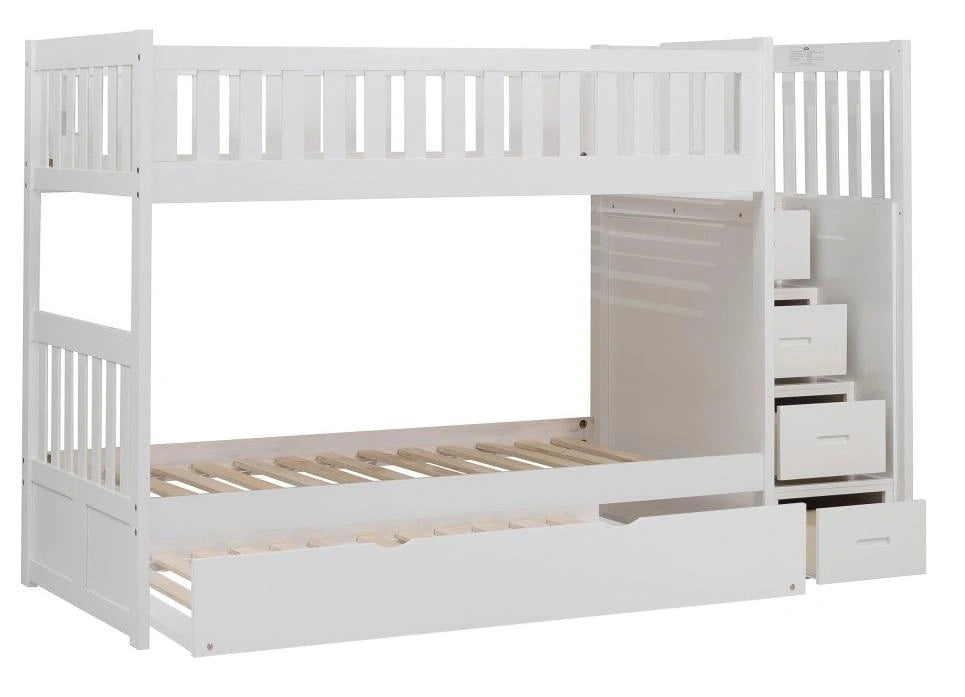 Five Star Furniture - Galen Bunk Bed w/ Reversible Step Storage and Twin Trundle in White B2053SBW-1*R