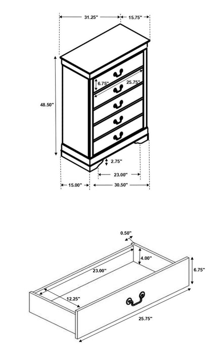 Louis Philippe 4 & 5 Piece Panel Bedroom Set with High Headboard E.king & Full - Five Star Furniture & Mattress (GA)
