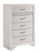 Five Star Furniture - Miranda 5-drawer Chest White and Rhinestone image