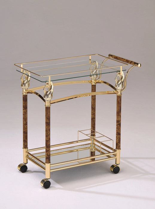 Five Star Furniture - Helmut Gold Plated & Clear Glass - Tempered Serving Cart