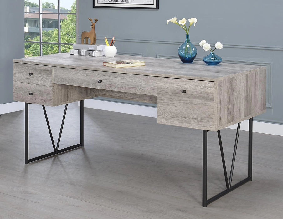 Five Star Furniture - Analiese 4-drawer Writing Desk Grey Driftwood