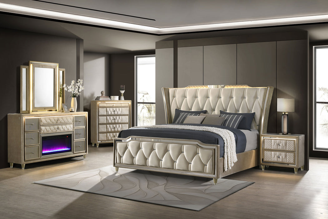 Five Star Furniture - Lorient Wingback Bed with LED Lighting