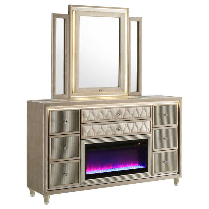 Five Star Furniture - Lorient LED Dresser with LED Mirror and Flame Visualizer