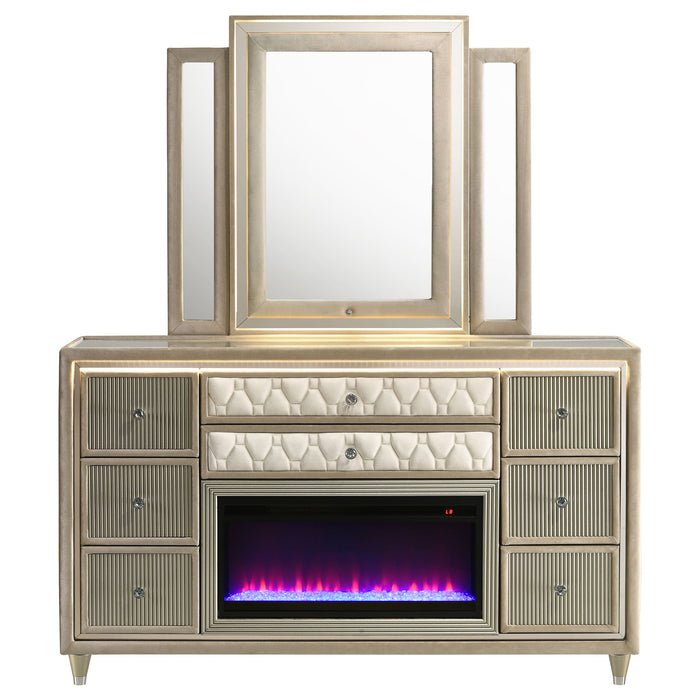 Five Star Furniture - Lorient LED Dresser with LED Mirror and Flame Visualizer