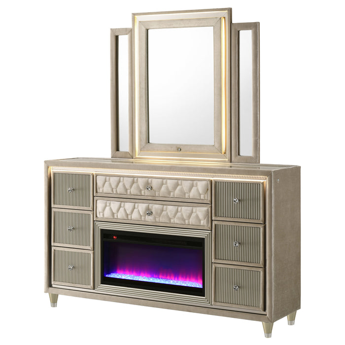 Five Star Furniture - Lorient LED Dresser with LED Mirror and Flame Visualizer