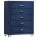 Five Star Furniture - Melody 5-drawer Upholstered Chest Pacific Blue image